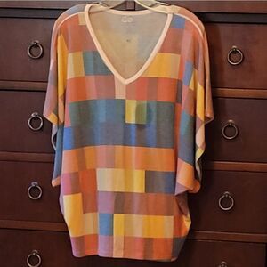 BATWING COLORFUL CHECKERED TOP
